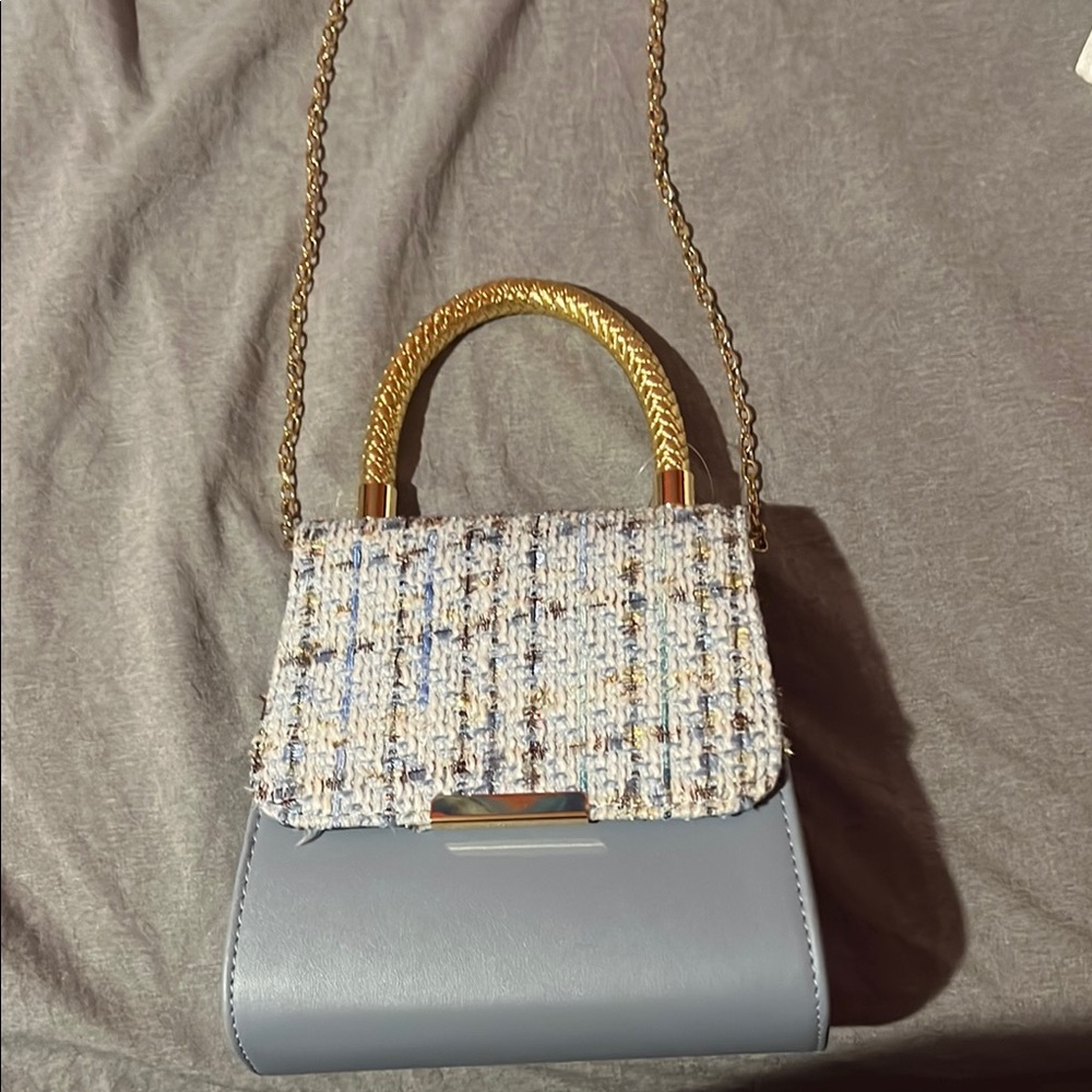 Elegant Tweed and Leather Handbag